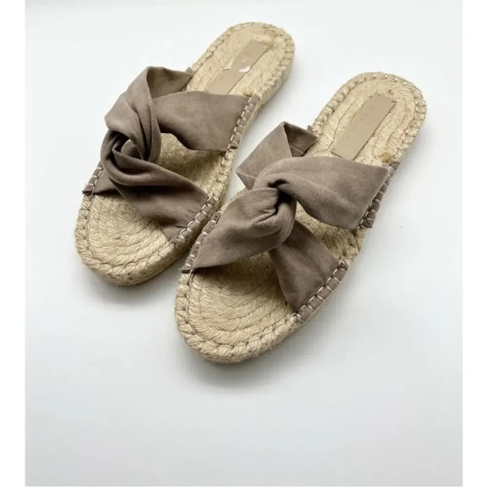 ASOS Design Jolly Knotted Beige Faux Suede Crossover Espadrille Flats Size 9
